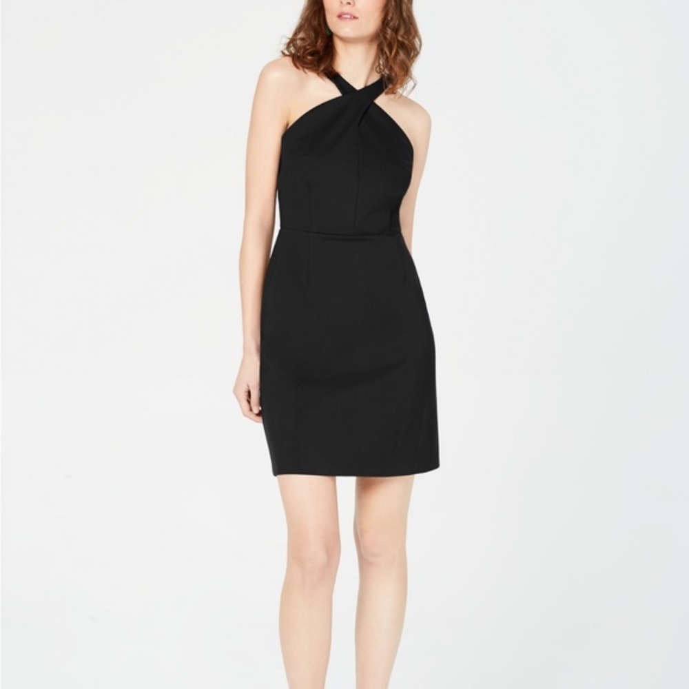 Black Criss Cross Neck BodyCon Dress